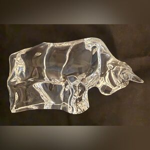 Baccarat France Signed Crystal Charging Bull Figurine Taurus Wall Street 6” Mint
